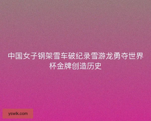 中国女子钢架雪车破纪录雪游龙勇夺世界杯金牌创造历史